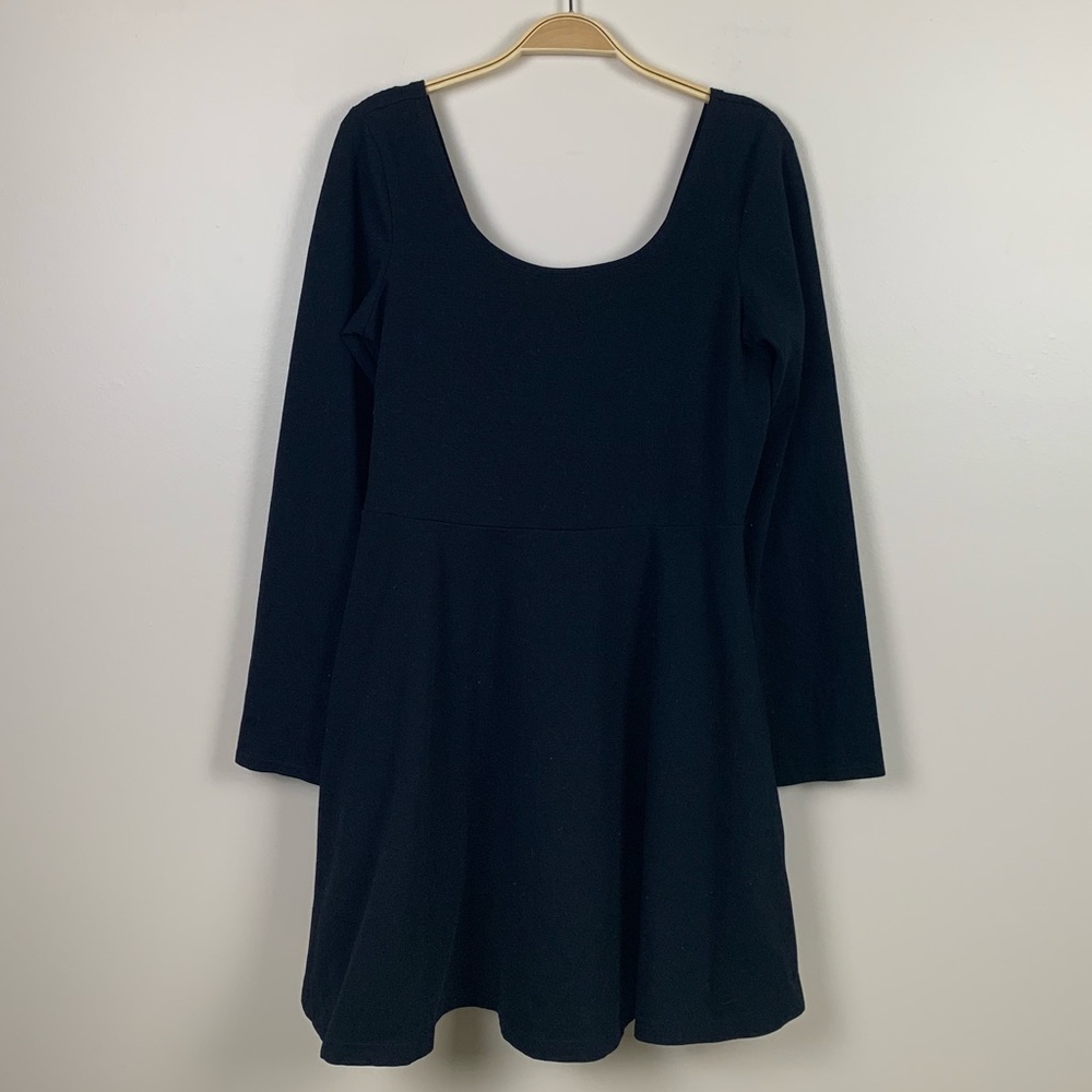 EXPRESS Black Long Sleeve Flare Dress